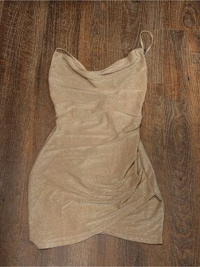 Shimmery Champagne Gold Mini Dress